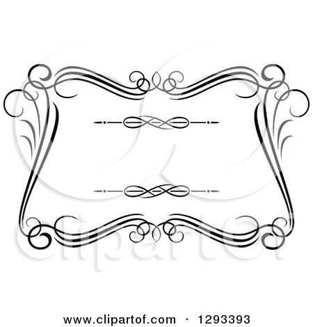 Clipart of a Black and White Ornate Rectangle Swirl Frame 15 - Royalty Free Vector Illustration by Vector Tradition SM