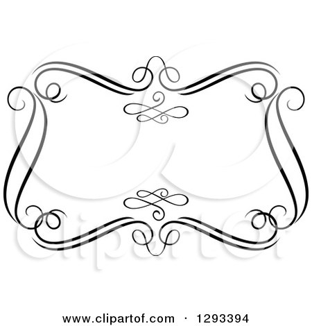 Clipart of a Black and White Ornate Rectangle Swirl Frame 16 - Royalty Free Vector Illustration by Vector Tradition SM