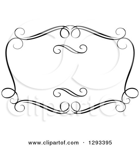 Clipart of a Black and White Ornate Rectangle Swirl Frame 17 - Royalty Free Vector Illustration by Vector Tradition SM