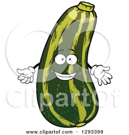 Clipart of a Shrugging Happy Zucchini Character - Royalty Free Vector Illustration by Vector Tradition SM