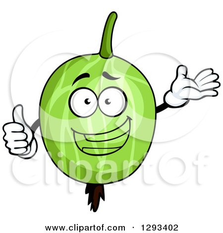 Clipart of a Happy Gooseberry Character Presenting and Giving a Thumb up - Royalty Free Vector Illustration by Vector Tradition SM