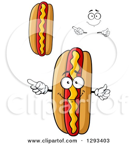 Clipart of a Cartoon Face, Hands and Hot Dogs - Royalty Free Vector Illustration by Vector Tradition SM