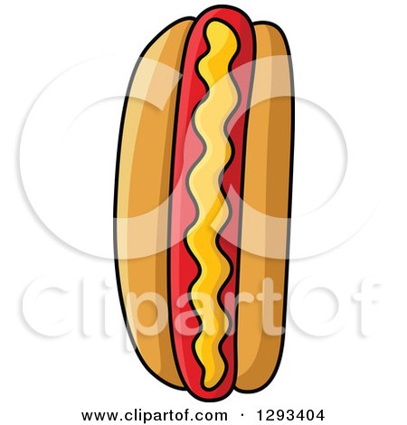 Clipart of a Cartoon Hot Dog with Mustard - Royalty Free Vector Illustration by Vector Tradition SM