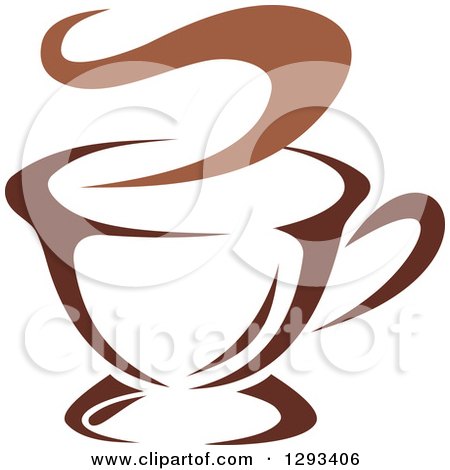 Clipart of a Two Toned Brown and White Steamy Coffee Cup 7 - Royalty Free Vector Illustration by Vector Tradition SM