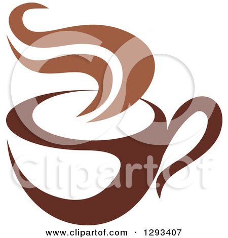 Clipart of a Two Toned Brown and White Steamy Coffee Cup 6 - Royalty Free Vector Illustration by Vector Tradition SM