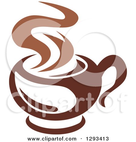Clipart of a Two Toned Brown and White Steamy Coffee Cup 10 - Royalty Free Vector Illustration by Vector Tradition SM