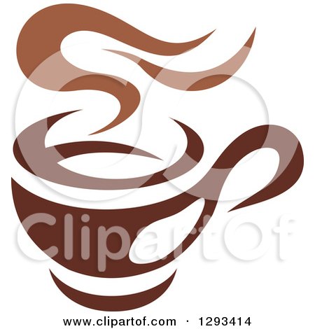 Clipart of a Two Toned Brown and White Steamy Coffee Cup 11 - Royalty Free Vector Illustration by Vector Tradition SM