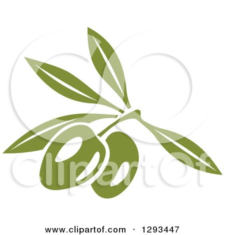 Clipart of a Green Branch with Two Olives - Royalty Free Vector Illustration by Vector Tradition SM
