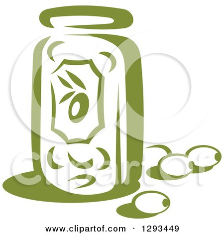 Clipart of a Green Jar and Olives - Royalty Free Vector Illustration by Vector Tradition SM