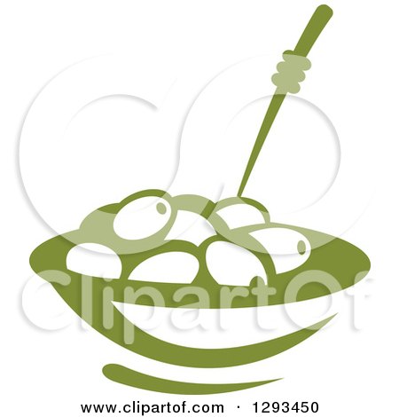 Clipart of a Green Bowl of Olives - Royalty Free Vector Illustration by Vector Tradition SM