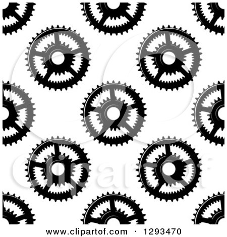 Clipart of a Seamless Background Pattern of Grayscale Gear Cogs 2 - Royalty Free Vector Illustration by Vector Tradition SM