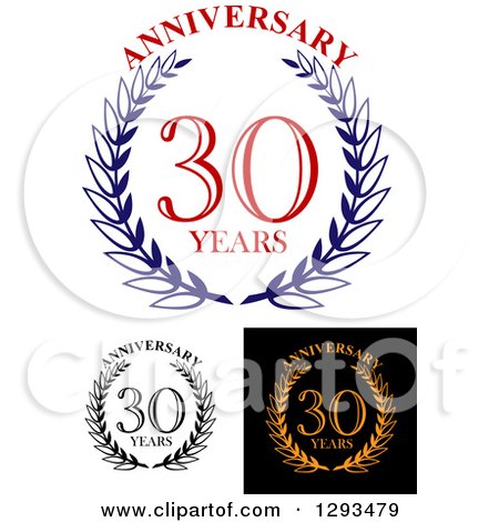 Clipart of Wreaths and 30 Years Anniversary Text 2 - Royalty Free Vector Illustration by Vector Tradition SM