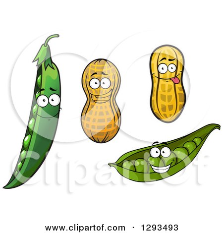 Clipart of Pea Pod and Peanut Characters - Royalty Free Vector Illustration by Vector Tradition SM