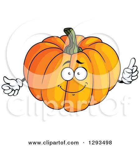 Clipart of a Smart Pumpkin Character Holding up a Finger - Royalty Free Vector Illustration by Vector Tradition SM