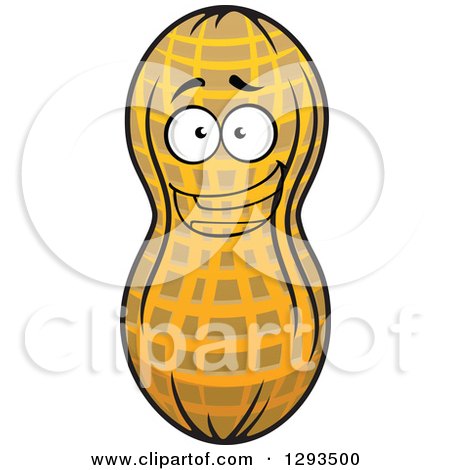 Clipart of a Happy Excited Peanut Character - Royalty Free Vector Illustration by Vector Tradition SM