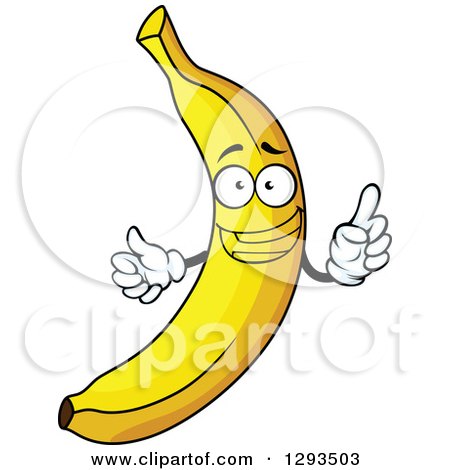 Clipart of a Smart Banana Character Holding up a Finger - Royalty Free Vector Illustration by Vector Tradition SM