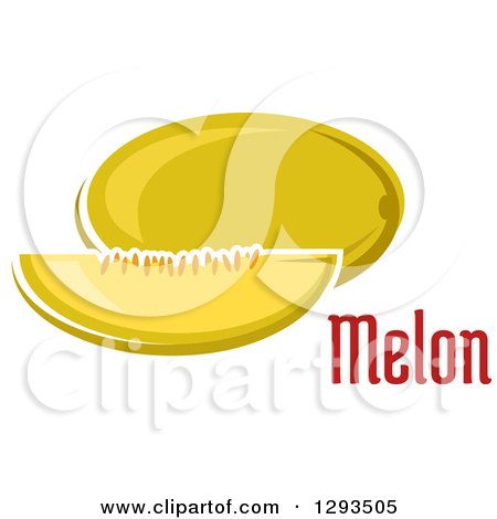 Clipart of a Yellow Canary Melon and Slice over Text - Royalty Free Vector Illustration by Vector Tradition SM