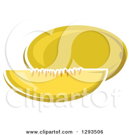 Clipart of a Yellow Canary Melon and Slice - Royalty Free Vector Illustration by Vector Tradition SM