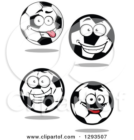 Clipart of Happy and Goofy Soccer Ball Characters - Royalty Free Vector Illustration by Vector Tradition SM