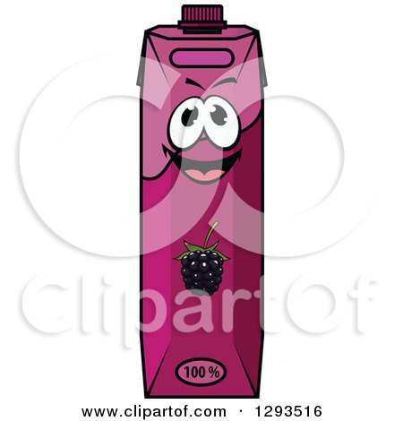 Clipart of a Happy Blackberry Juice Carton Character - Royalty Free Vector Illustration by Vector Tradition SM