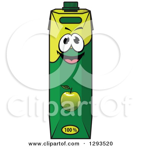 Clipart of a Happy Green Apple Juice Carton - Royalty Free Vector Illustration by Vector Tradition SM