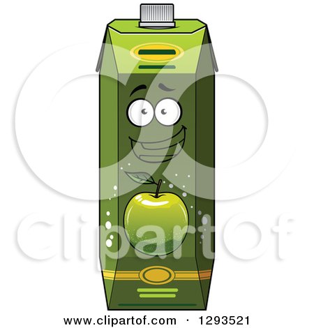 Clipart of a Happy Green Apple Juice Carton 2 - Royalty Free Vector Illustration by Vector Tradition SM