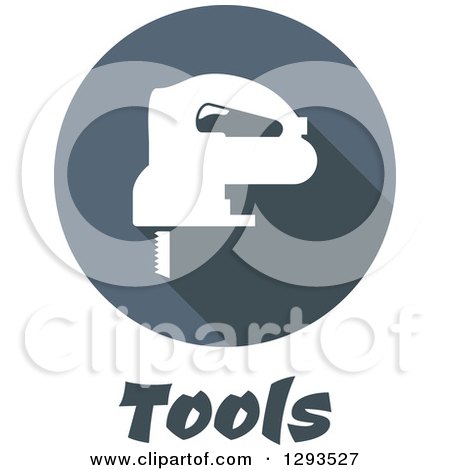 Clipart of a Flat Modern Designed Jigsaw in a Circle over Tools Text - Royalty Free Vector Illustration by Vector Tradition SM