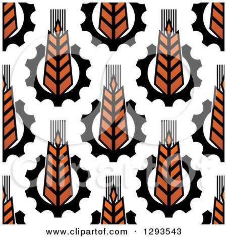 Clipart of a Seamless Background Pattern of Gradient Wheat and Gears - Royalty Free Vector Illustration by Vector Tradition SM