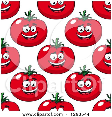 Clipart of a Seamless Pattern Background of Happy Tomatoes - Royalty Free Vector Illustration by Vector Tradition SM