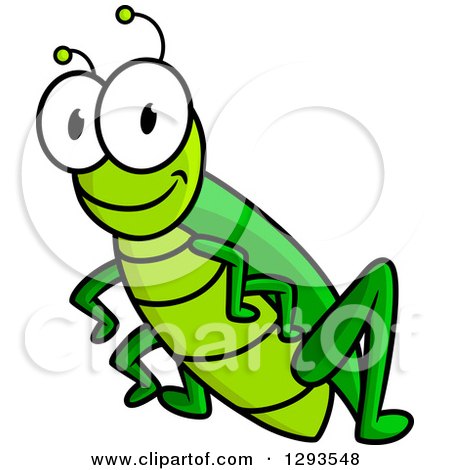 Clipart of a Cartoon Green Happy Grasshopper - Royalty Free Vector Illustration by Vector Tradition SM