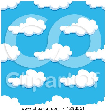 Clipart of a Seamless Pattern Background of Puffy Clouds in a Blue Sky 3 - Royalty Free Vector Illustration by Vector Tradition SM