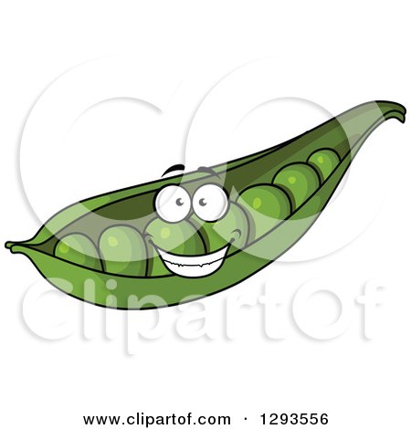 Clipart of a Happy Pea Pod Character Smiling - Royalty Free Vector Illustration by Vector Tradition SM