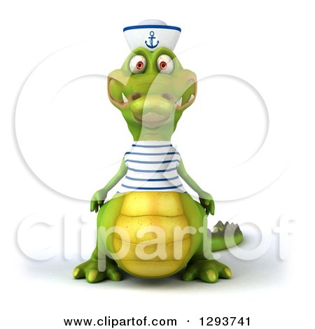 Clipart of a 3d Sailor Crocodile - Royalty Free Illustration by Julos