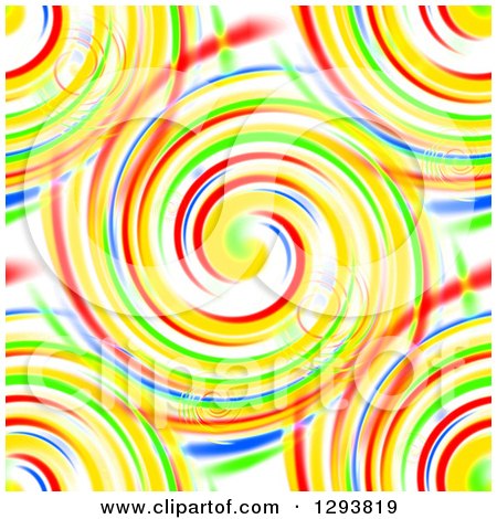 Clipart of a Seamless Background of Colorful Swirls on White - Royalty Free Illustration by oboy