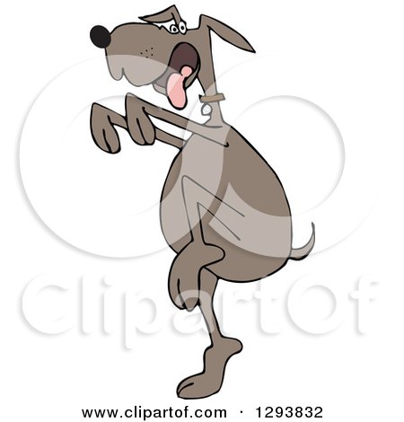 Clipart of a Brown Dog in a Karate Crane Stance - Royalty Free Vector Illustration by djart