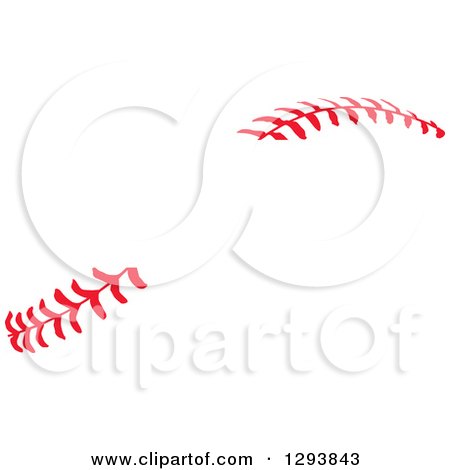 Clipart of Horizontal Red Baseball Stitching with a Gap for Text - Royalty Free Vector Illustration by Johnny Sajem