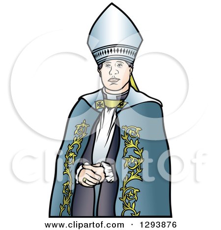 Clipart of a Bishop in a Blue Robe - Royalty Free Vector Illustration by dero
