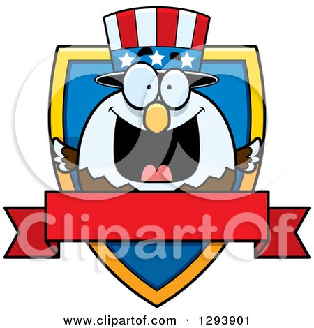 Clipart of a Badge or Label of a Patriotic American Blad Eagle Shield and Blank Banner - Royalty Free Vector Illustration by Cory Thoman