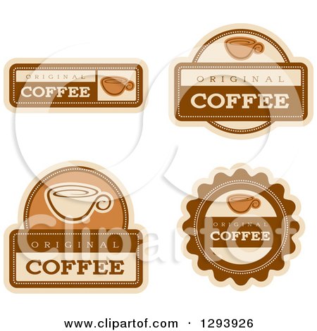 Clipart of a Set of Coffee Labels - Royalty Free Vector Illustration by Cory Thoman