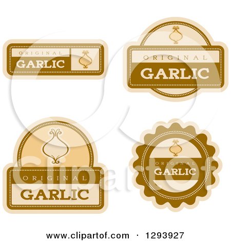 Clipart of a Set of Garlic Flavor Labels - Royalty Free Vector Illustration by Cory Thoman