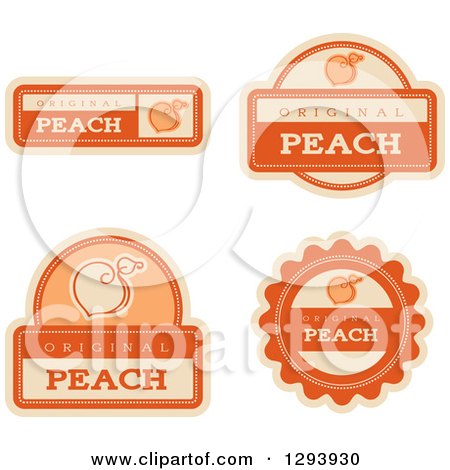 Clipart of a Set of Peach Fruit Flavor Labels - Royalty Free Vector Illustration by Cory Thoman