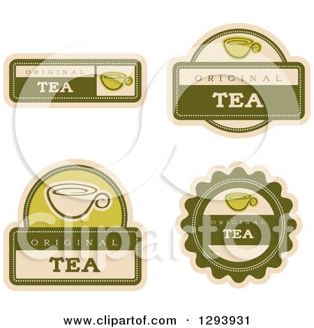 Clipart of a Set of Green Tea Labels - Royalty Free Vector Illustration by Cory Thoman