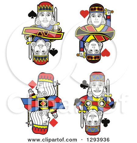 Clipart of Borderless King Playing Card Designs - Royalty Free Vector Illustration by Frisko