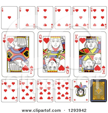 Clipart of a Layout of a Hearts Playing Card Suit - Royalty Free Vector Illustration by Frisko