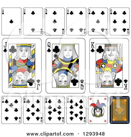Clipart of a Layout of a Clubs Playing Card Suit - Royalty Free Vector Illustration by Frisko