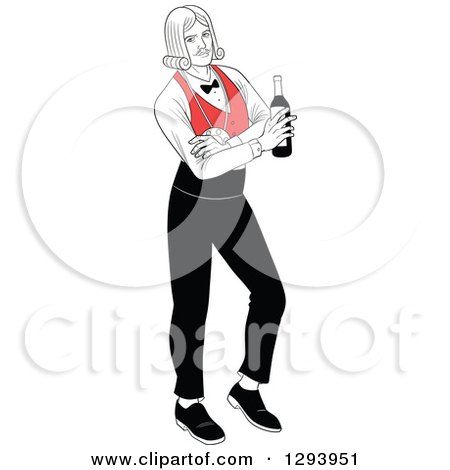 Clipart of a Playing Card Suit Character of a Jack Holding Wine - Royalty Free Vector Illustration by Frisko