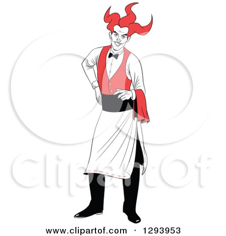 Clipart of a Playing Card Suit Character of a Jolly Joker Waiter - Royalty Free Vector Illustration by Frisko