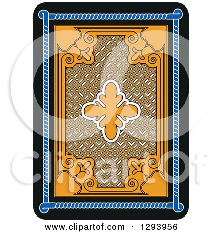Clipart of a Yellow Black and Blue Back Side of a Playing Card Design - Royalty Free Vector Illustration by Frisko