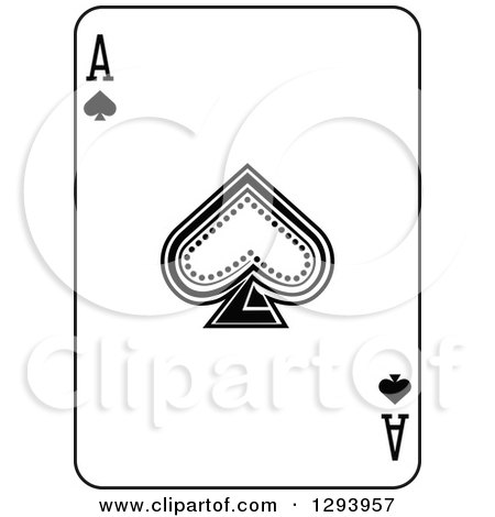 Clipart of a Black and White Ace of Spades Playing Card Design - Royalty Free Vector Illustration by Frisko