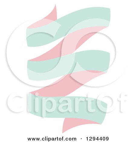Clipart of a Pastel Pink and Green Banner Ribbon - Royalty Free Vector Illustration by Cherie Reve